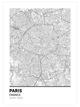 Paris Haritası - Art Print